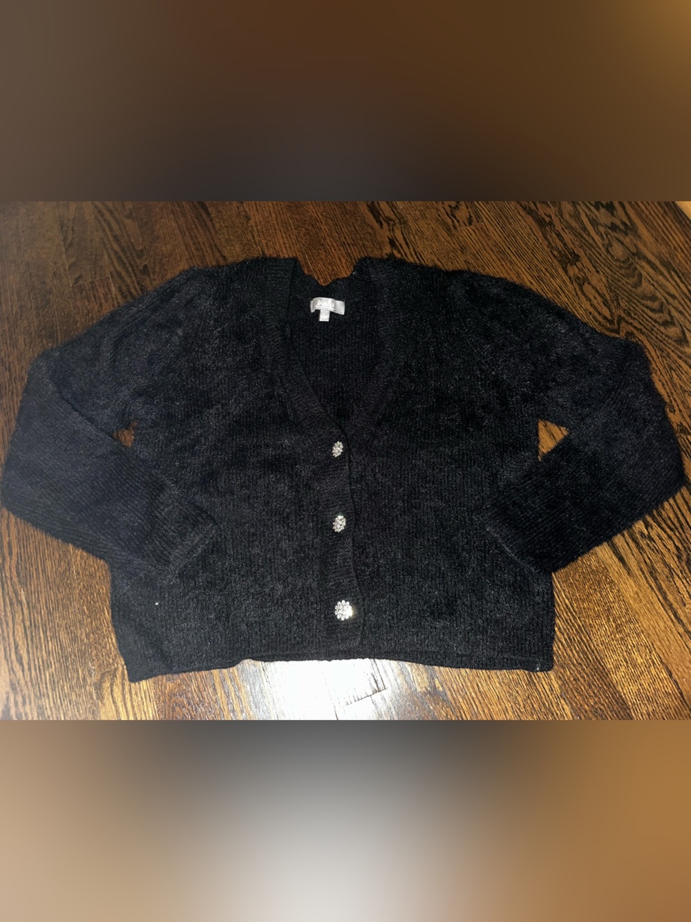 Marled Black Soft Knit Top- L